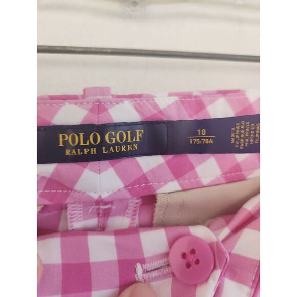 Polo Golf Ralph Lauren Women Pink Gingham Ankle Length Golf Pants size 10 - Picture 8 of 10
